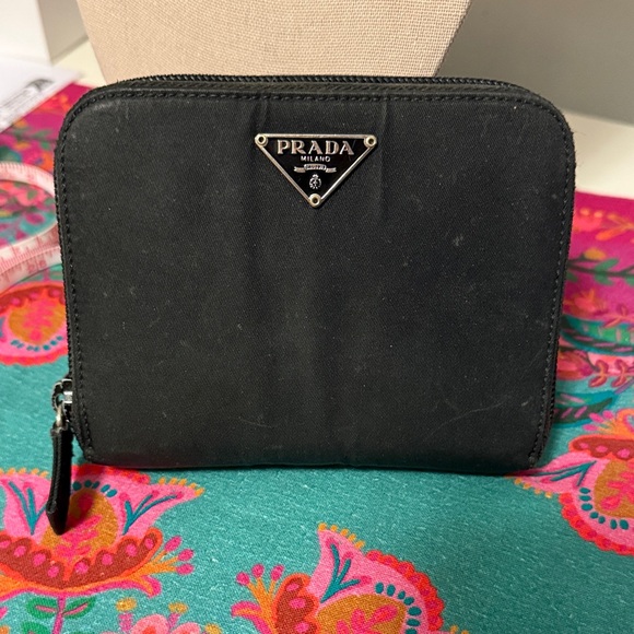 Prada Handbags - Prada Black Compact Zipper Wallet